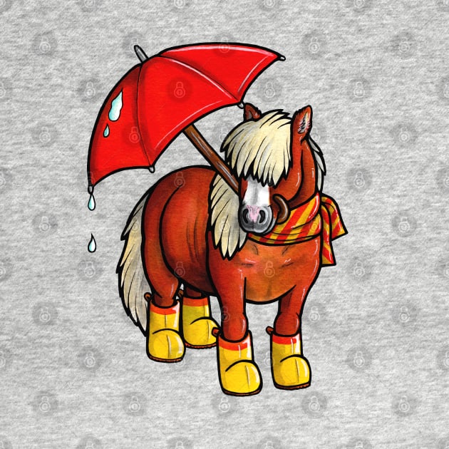 Rainy day Shetland pony by animalartbyjess